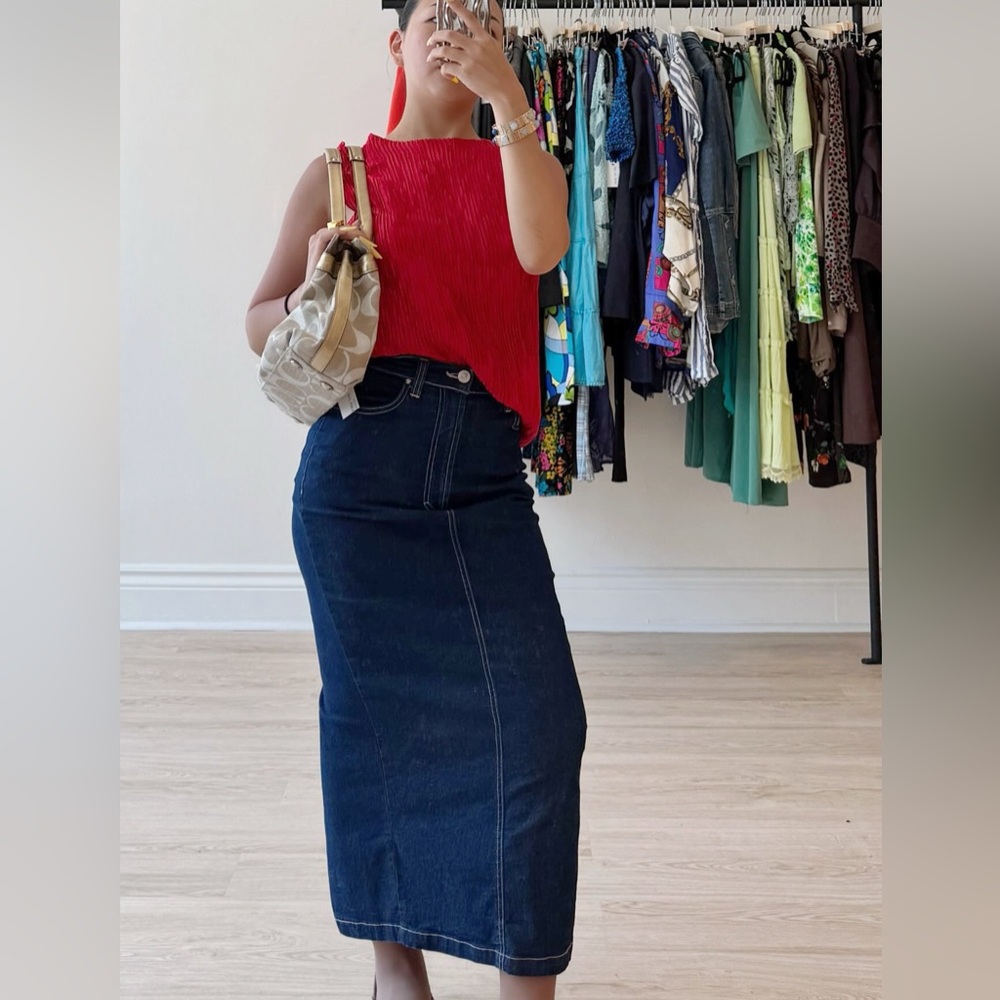 Versace Jeans Couture Blue Midi Pencil Skirt